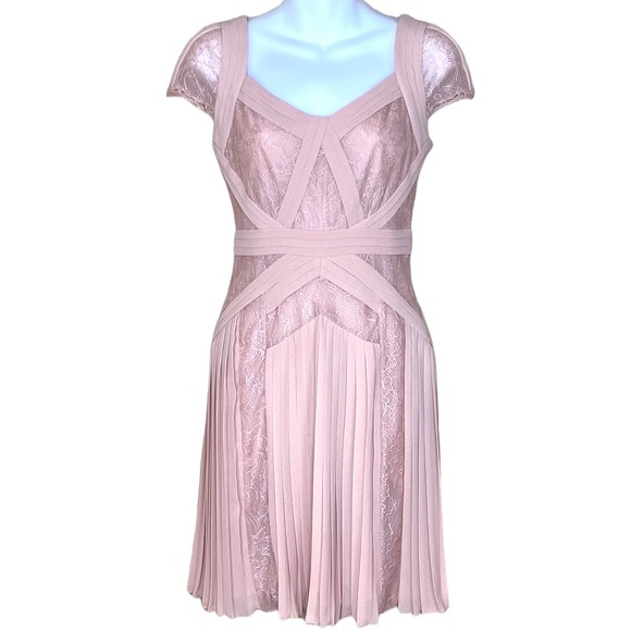 BCBGMaxAzria Aris Short Sleeve Dress in Barely Pink - Picture 2 of 7